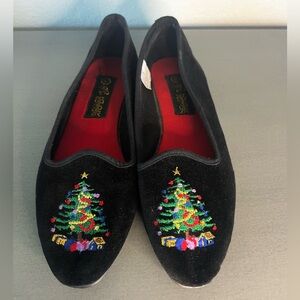Vintage 80s 90s Embroidered Christmas Flats